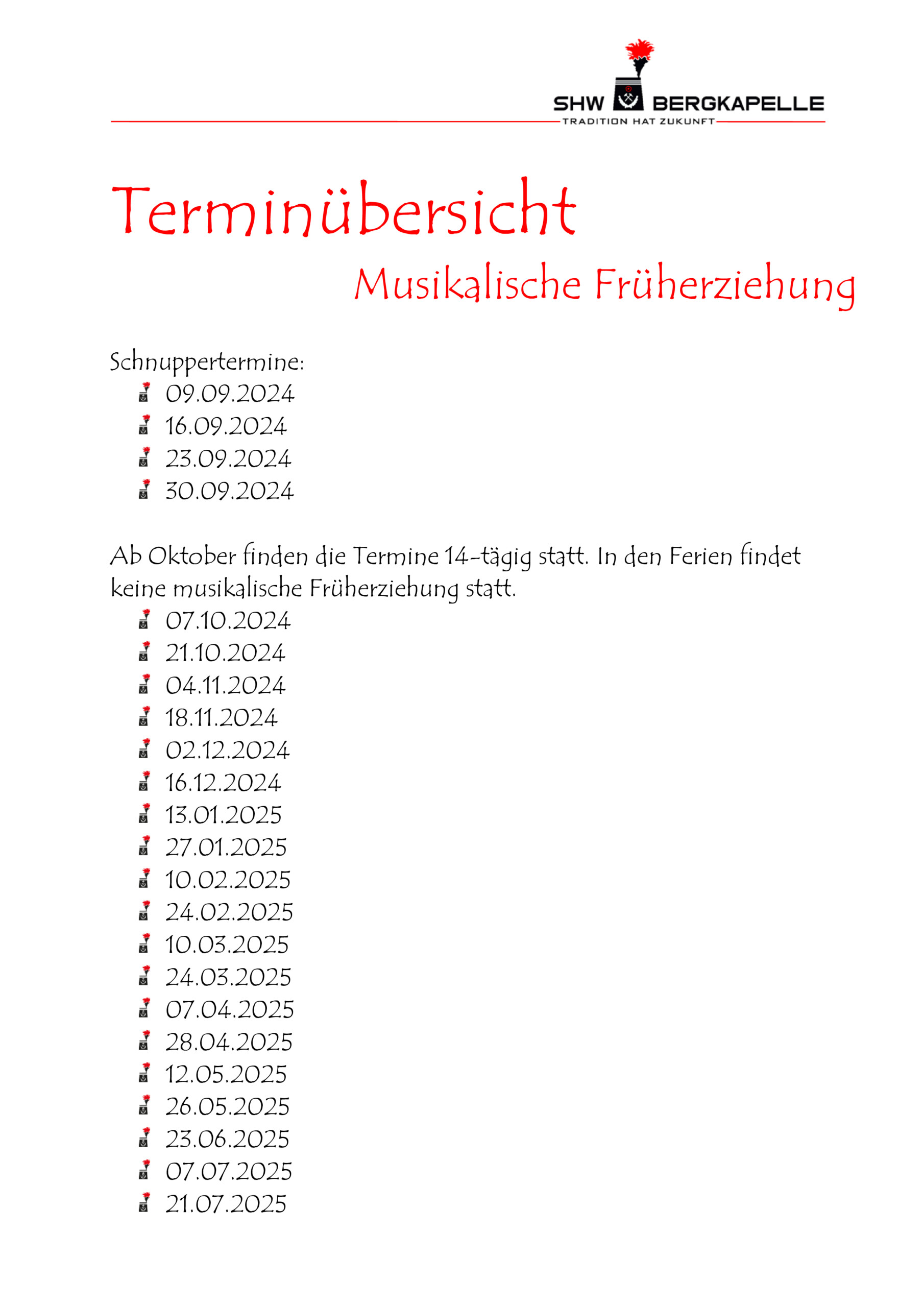 musikalische früherziehung terminübersicht 2024 2025